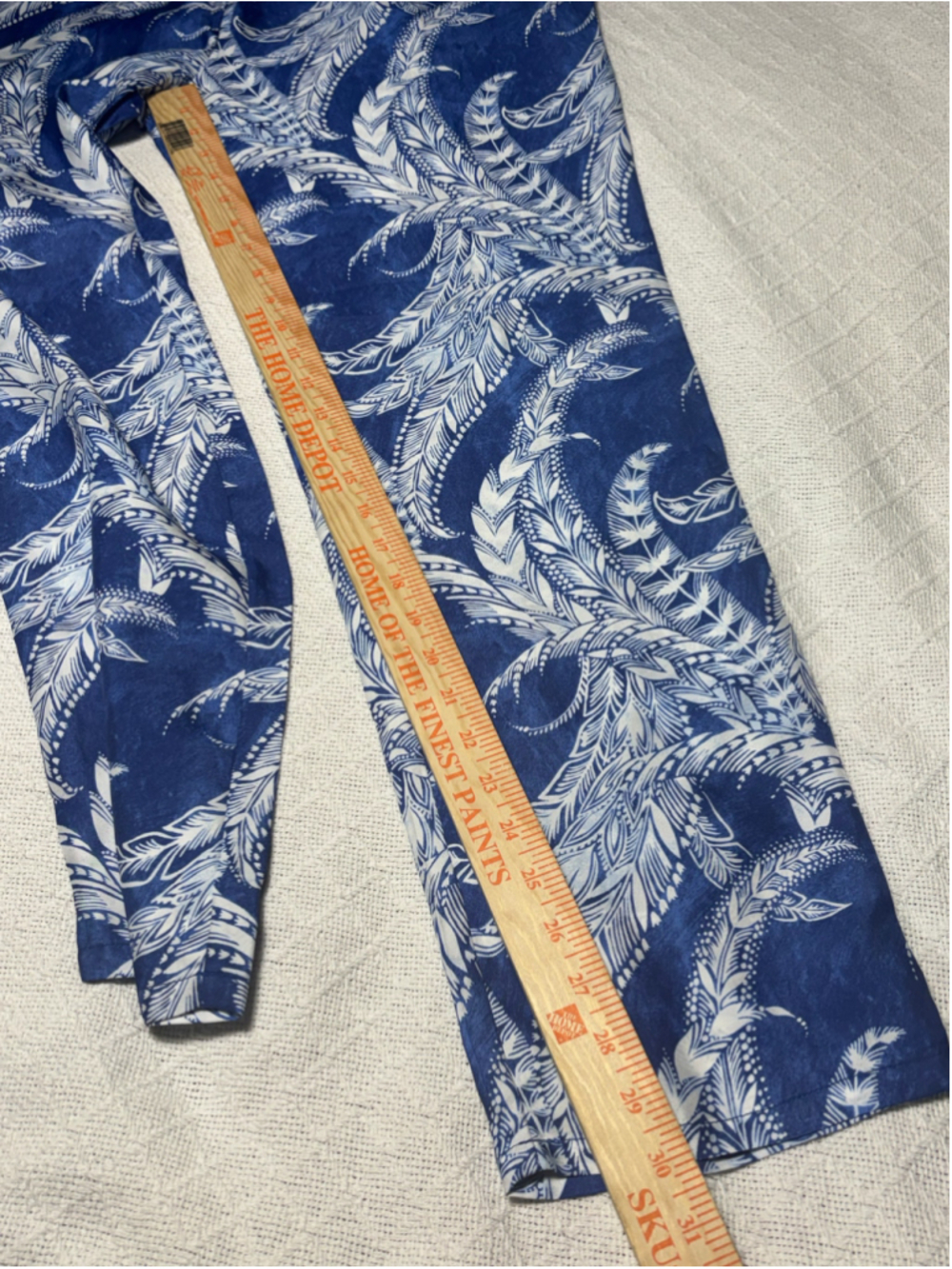 NWT J.McLaughlin Luxe Silk Blend Blue White Fern Leaf Drawstring Pants Size M - Picture 4 of 9